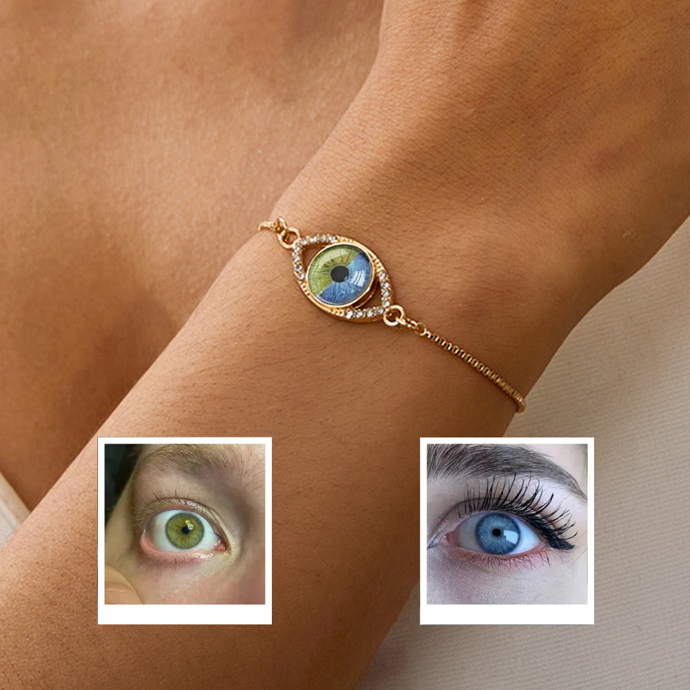 Personalized Couple's Custom Eye Bracelet Custom Dual Eye Charm Bracelet Soulmate Eye Bracelet  Romantic Valentine's Gift for Her