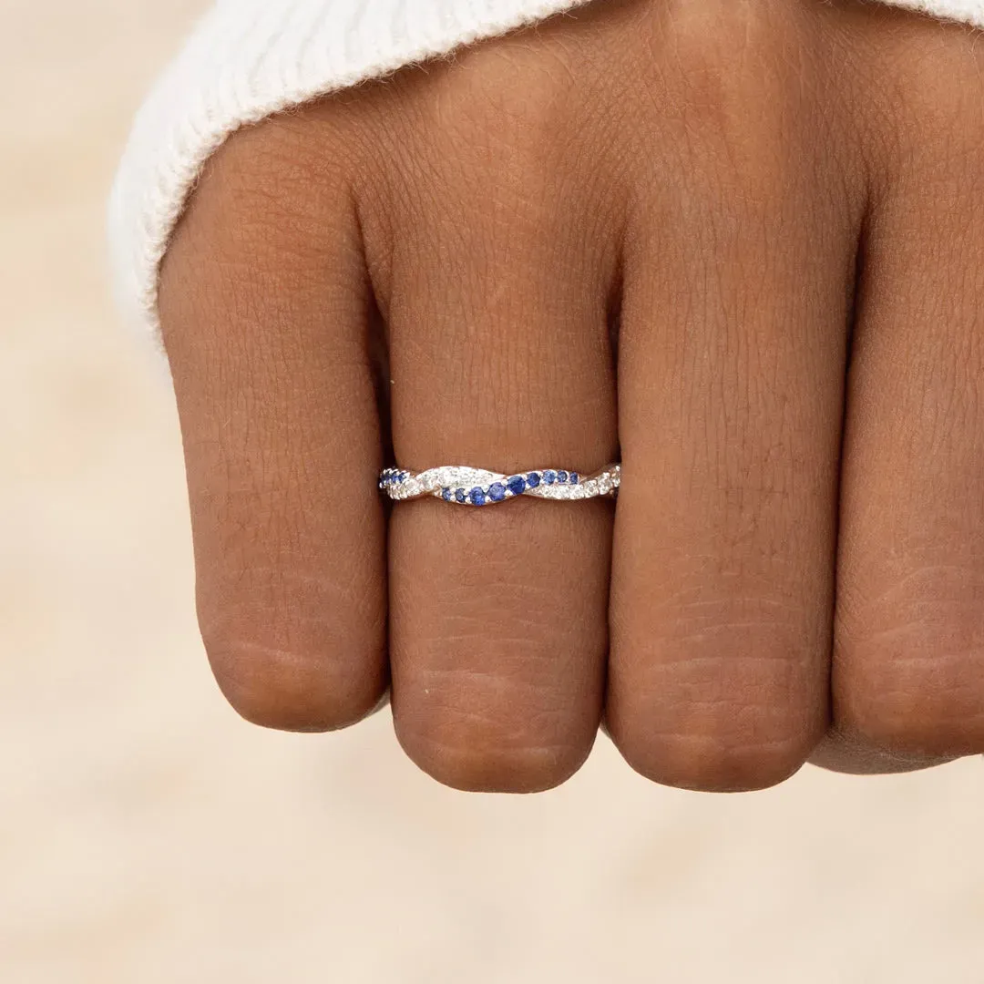 Personalized Double Birthstone Wave Ring Custom Two Birthstone Wave Ring Anniversary Gift Valentine's Day Gift