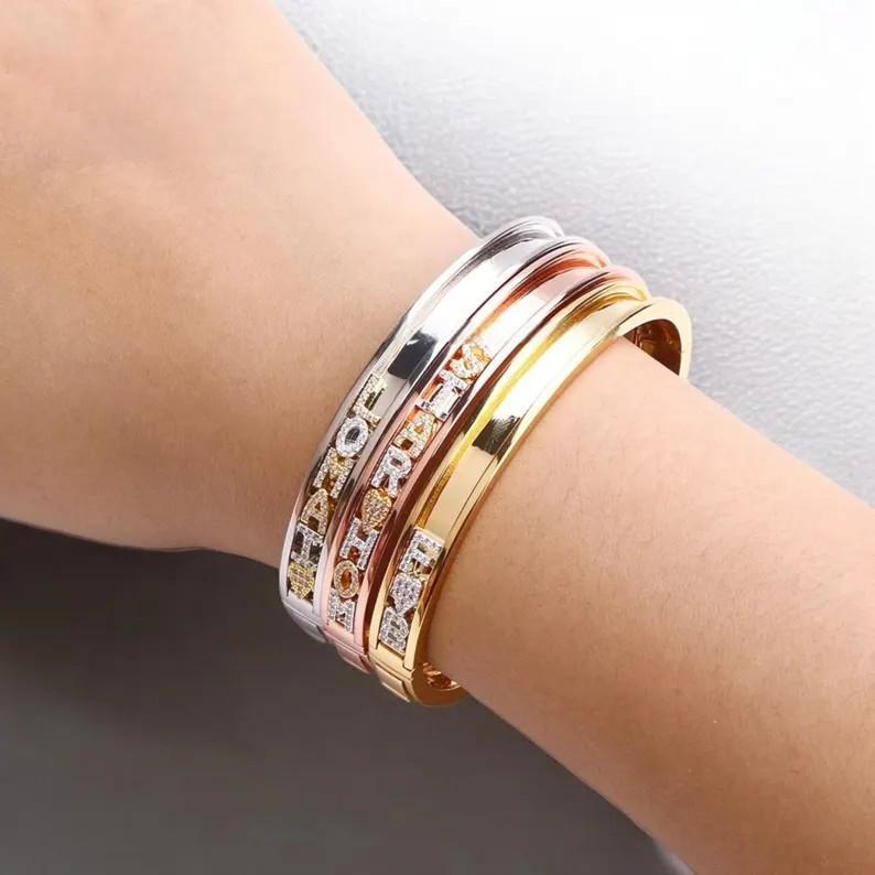 Personalized Slider Bracelet with Letter Charms Engraved Name Slider Bracelet Personalized Bangle Bracelet Christmas Gifts for Her