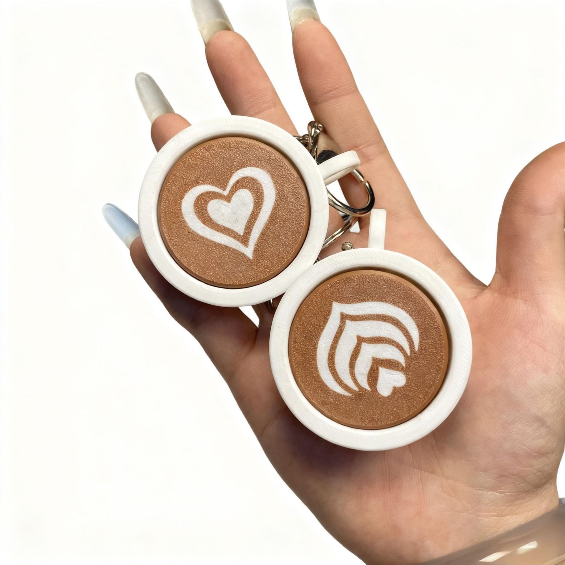 Mini Coffee Cup Fidget Keychain Clicky Latte Art Key Ring Stress Toy