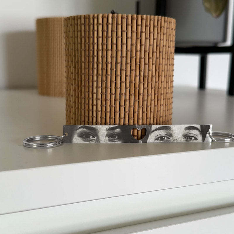 Couple Eye Keychain Heart-Shaped Design Photo Engraving Keychain Anniversary Gifts