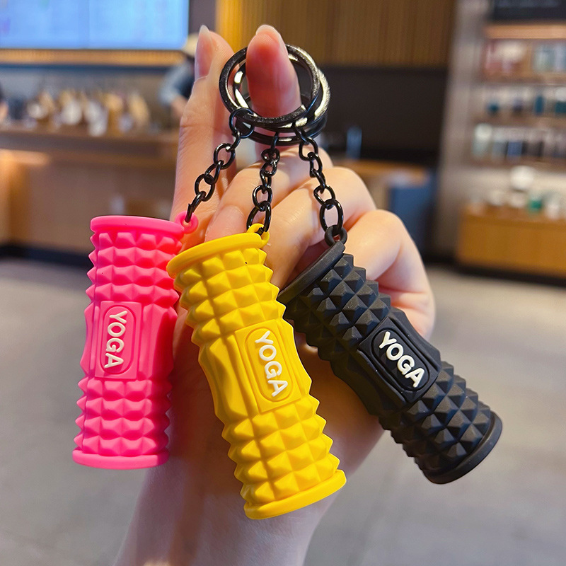 Mini Yoga Foam Roller Keychain Stress Relief Fitness Keyring Gift for Yoga Lovers