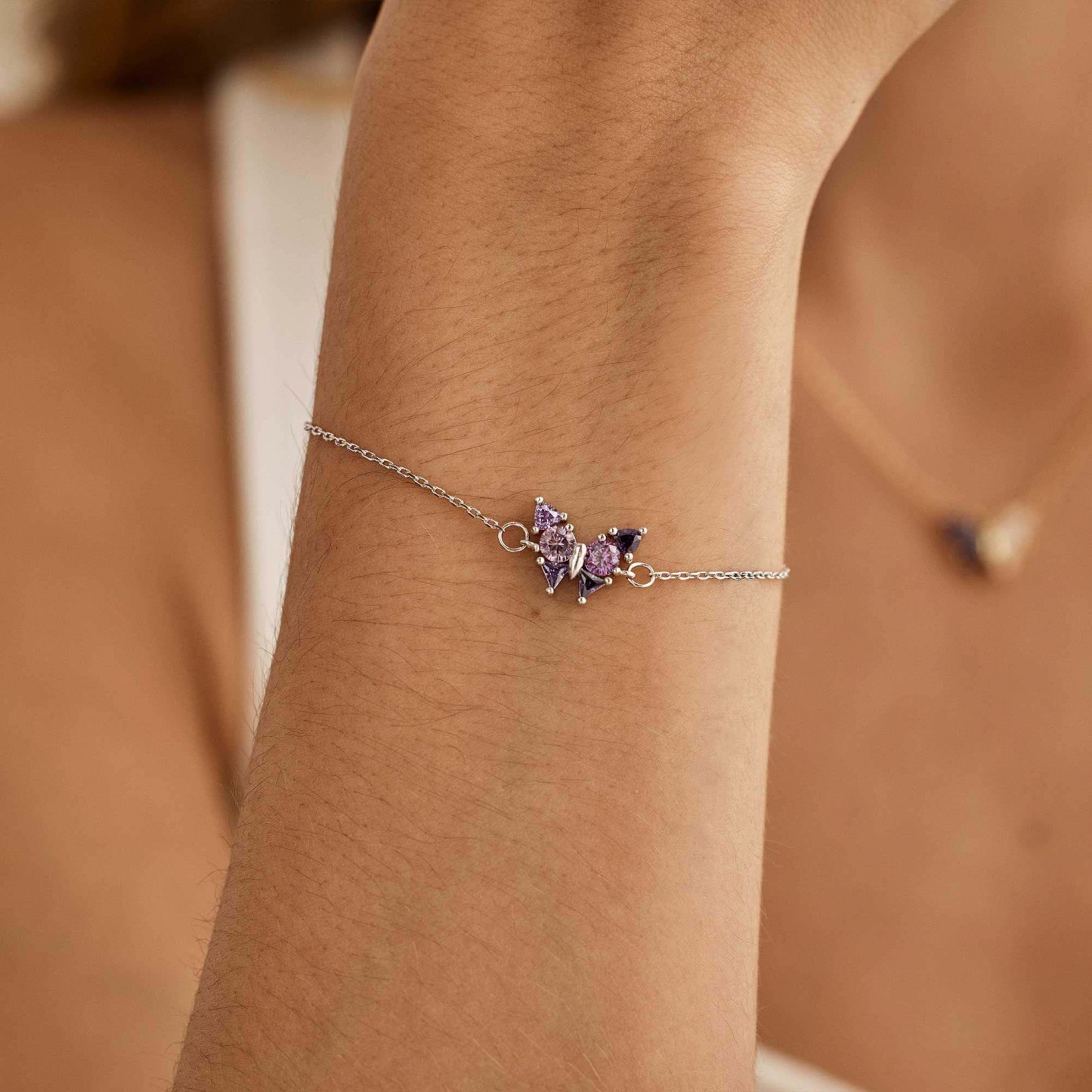 Personalized Butterfly Birthstone Bracelet Custom Two Birthstones Jewelry Custom Family Member Gift Custom Butterfly Charm Bracelet Mother's Day Gift