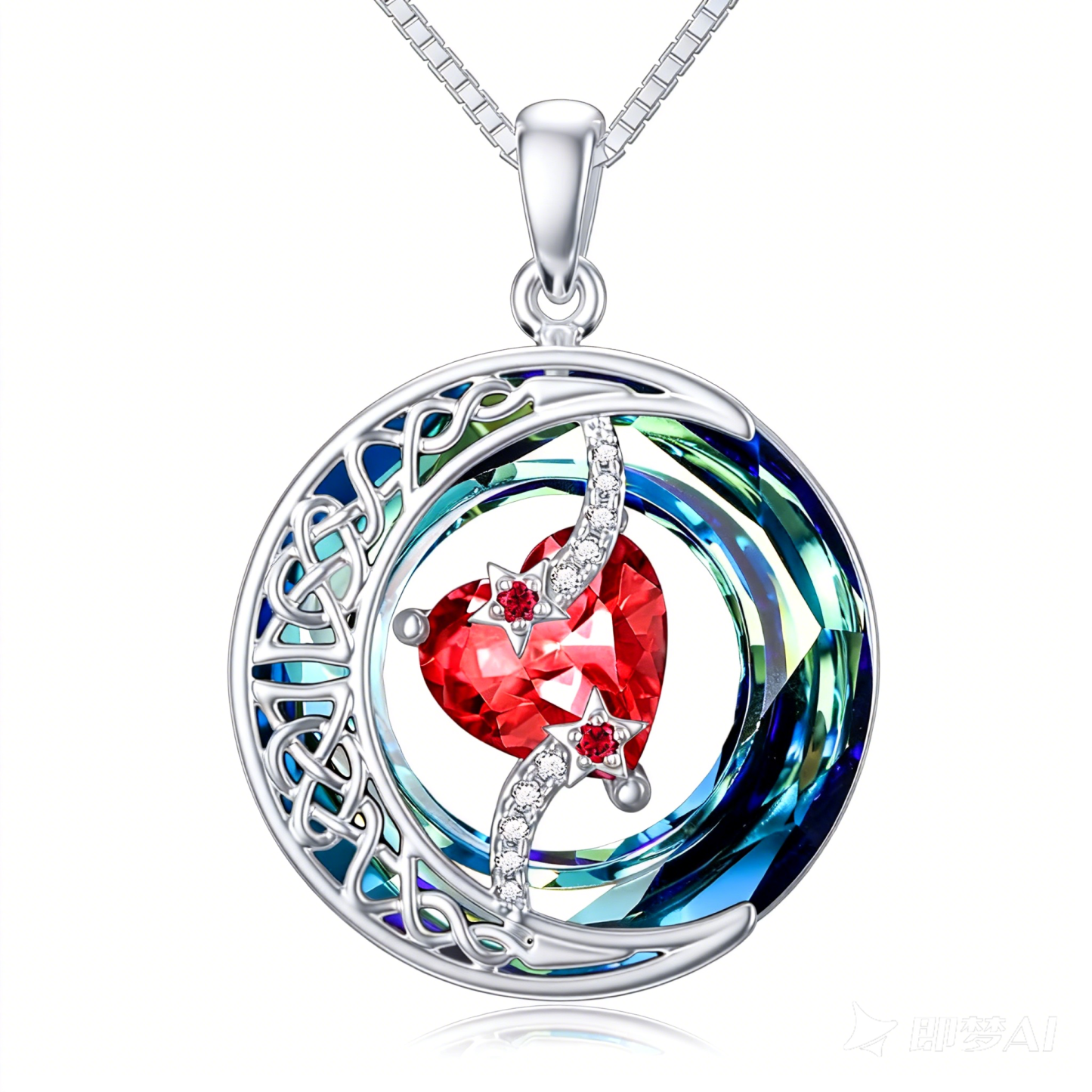 Birthstone Necklace Moon and Star Pendant Moon Jewelry Anniversary Birthday Gifts for Women Mom Wife Her