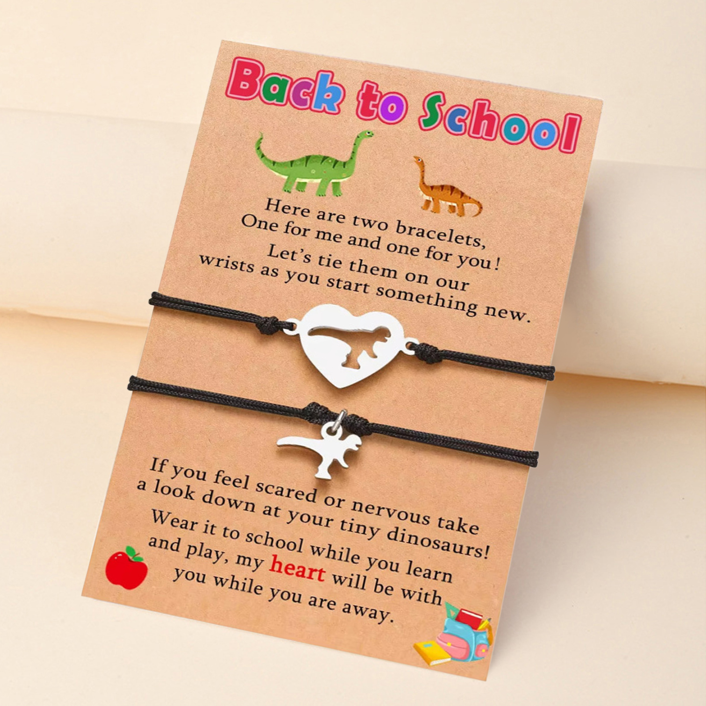 Mommy and Me Dinosaur "Back to School" Bracelets Matching Parent & Chi