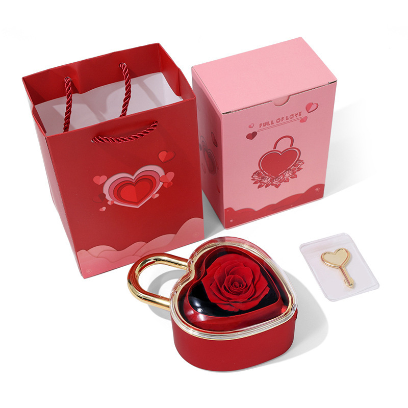Preserved Rose in Heart-Shaped Gift Box Eternal Flower Gift Box for Mother's Day Gift (Box Only)