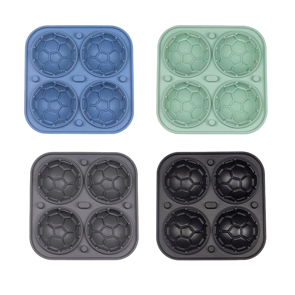 Silicone Soccer Ball Ice Sphere Mold 4 Cavity Football Ice Cube Tray Game Day Fan Gift for Global Tournament Season