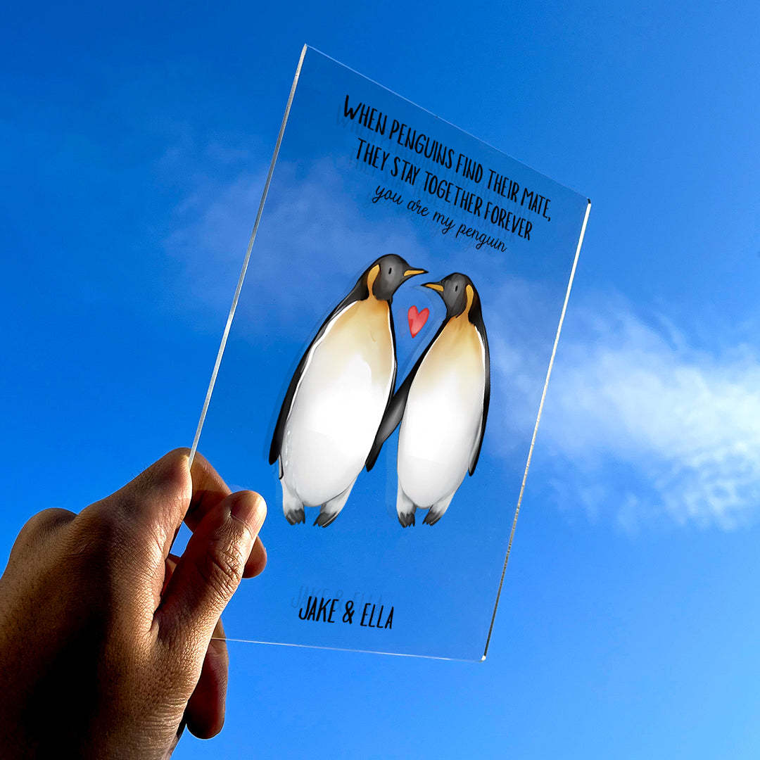 Personalised You're My Penguin Custom Text And Named Glass Plaque Gift For Him