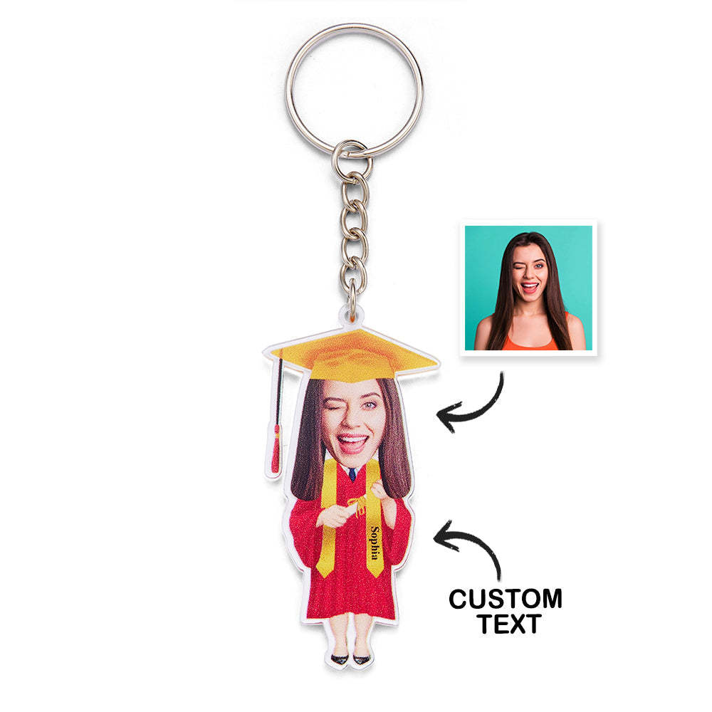 Personalized Photo Graduation Acrylic Keychain Customize Your Name Fun Graduation Season Gifts - NameNecklace