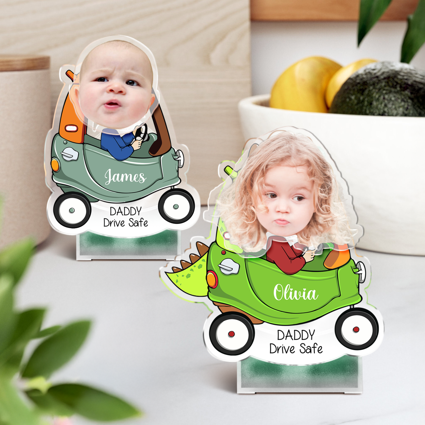 Custom Photo Father's Day Gift, Kids Face Bobblehead Gift for Dad, Custom Drive Safe Daddy Car Decor , Gift for New Dad Shaking Head Standee