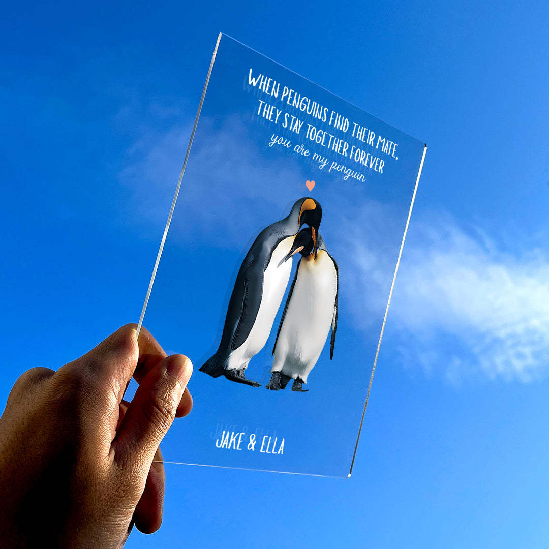 When Penguins Find Their Mate Gift Custom Named Plaque Anniversary Gift
