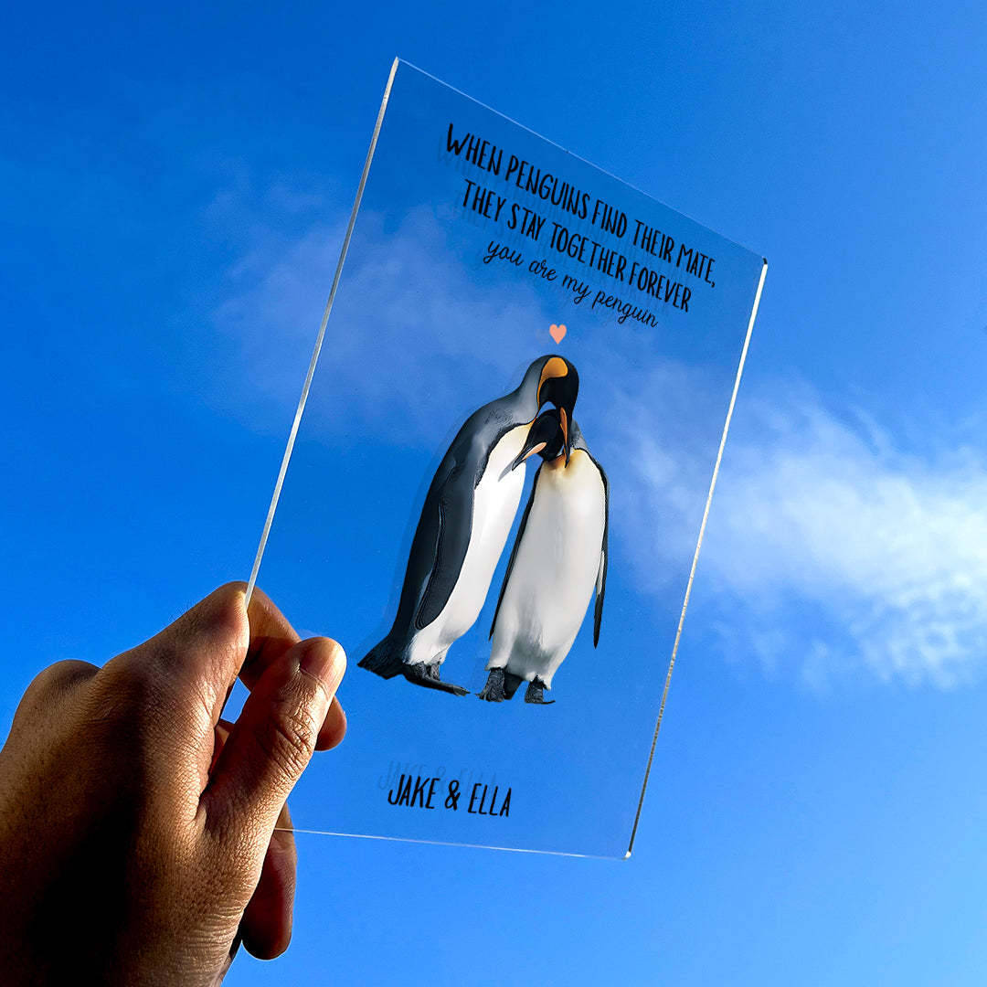 When Penguins Find Their Mate Gift Custom Named Plaque Anniversary Gift
