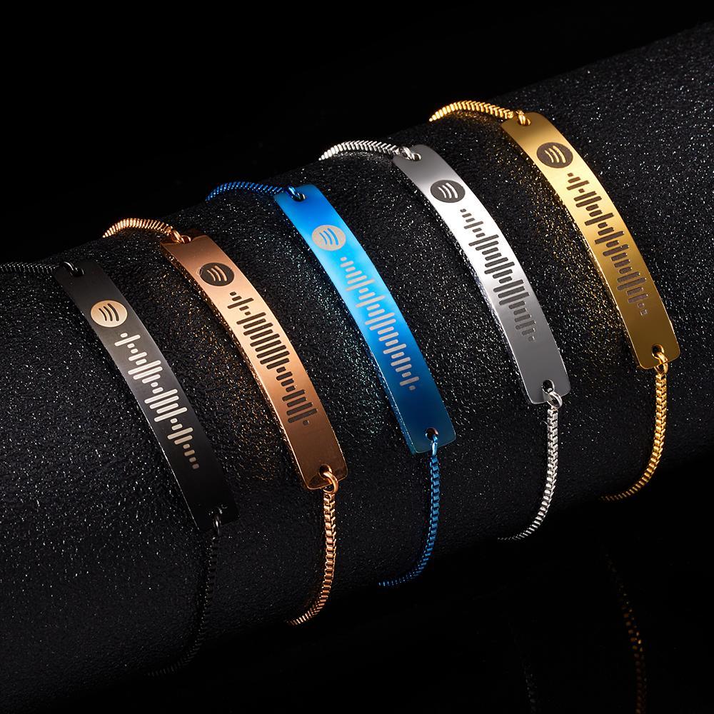 Spotify Code Music Bracelet Stainless Steel Custom Bracelet Silver