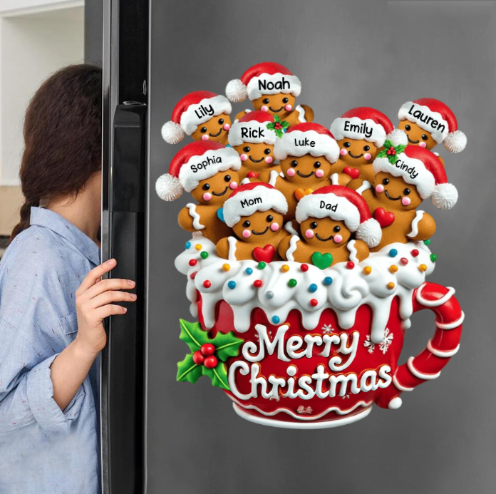 Merry Christmas - Personalized Gingerbread Family Decal
