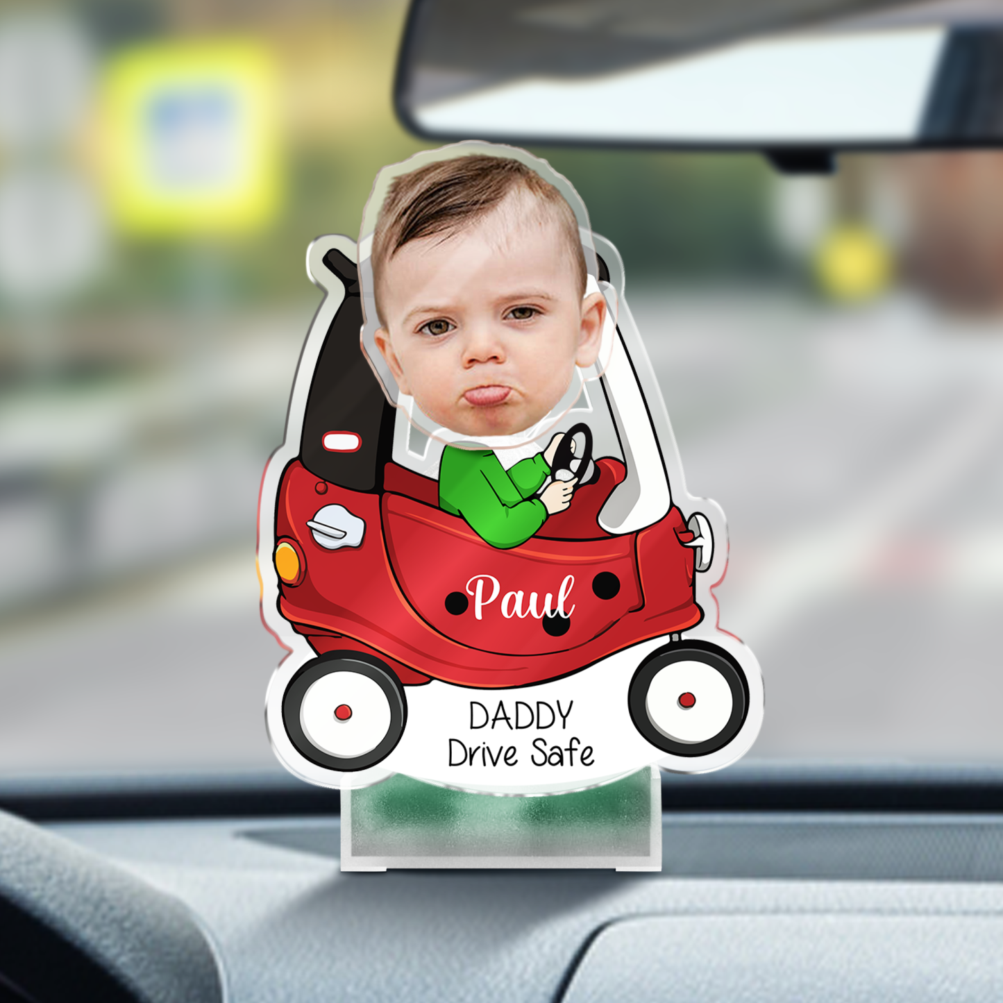 Custom Photo Father's Day Gift, Kids Face Bobblehead Gift for Dad, Custom Drive Safe Daddy Car Decor , Gift for New Dad Shaking Head Standee