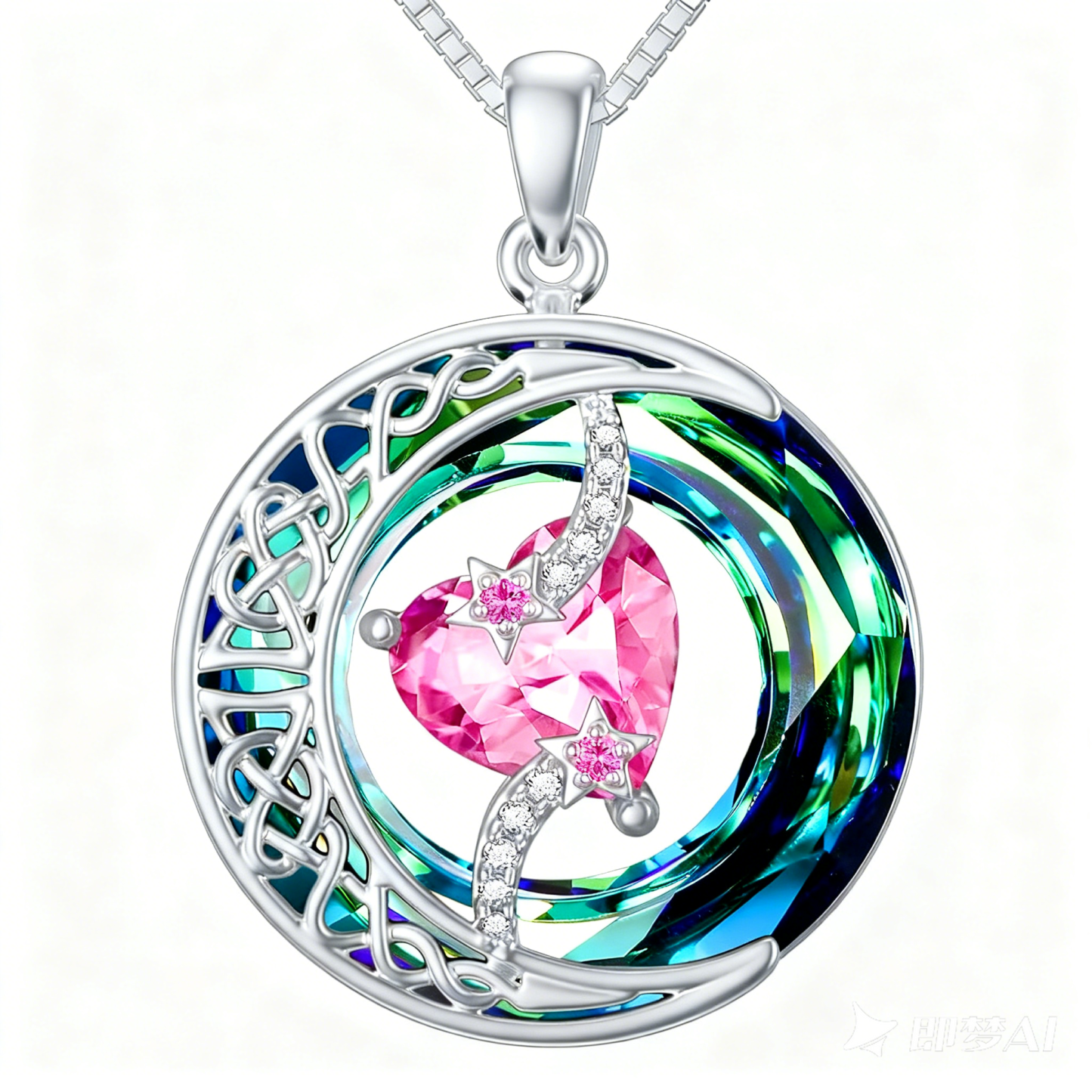 Birthstone Necklace Moon and Star Pendant Moon Jewelry Anniversary Birthday Gifts for Women Mom Wife Her