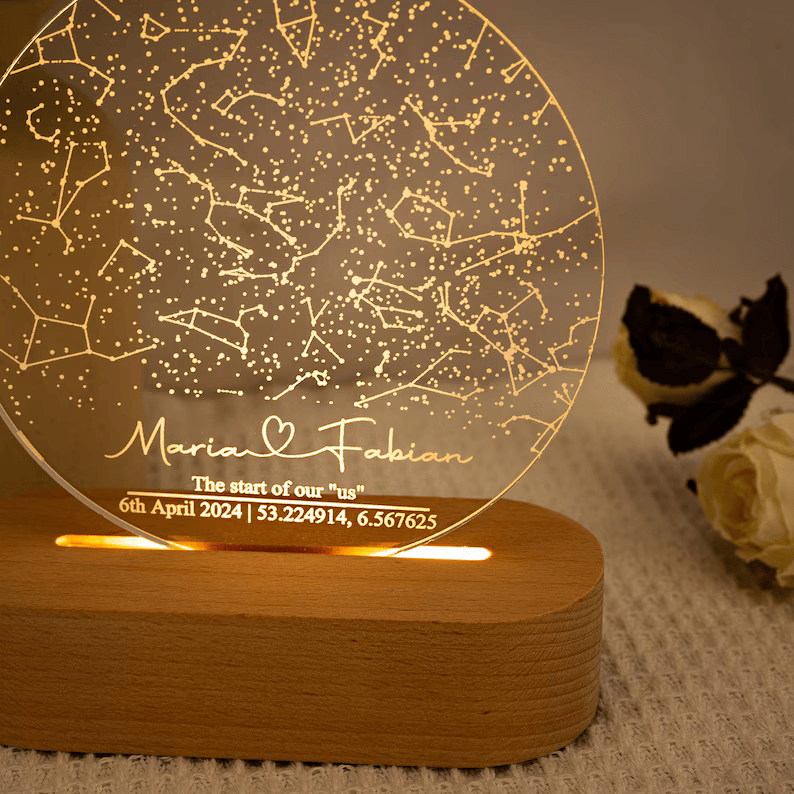Custom Star Map by Date Night Light – Personalized Anniversary Gift, Unique Engagement Present, Wedding Keepsake, Starry Night Constellation Map