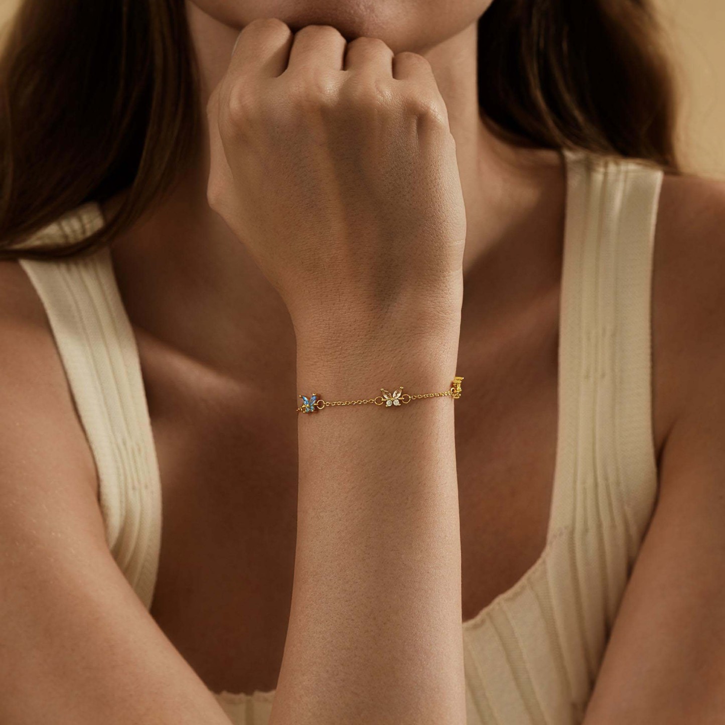 Personalized Butterfly Birthstone Bracelet Custom 1 to 5 Birthstones Jewelry Custom Family Members Names Bracelet Custom Gift for Mom Mother's Day Gift for Wife