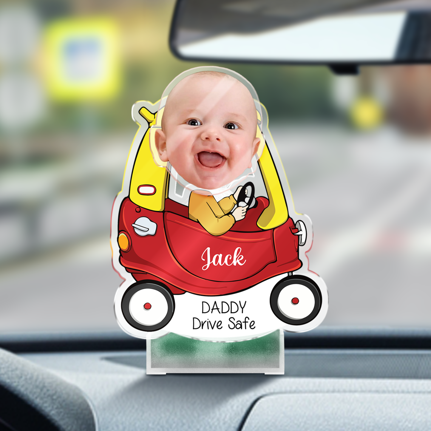 Custom Photo Father's Day Gift, Kids Face Bobblehead Gift for Dad, Custom Drive Safe Daddy Car Decor , Gift for New Dad Shaking Head Standee