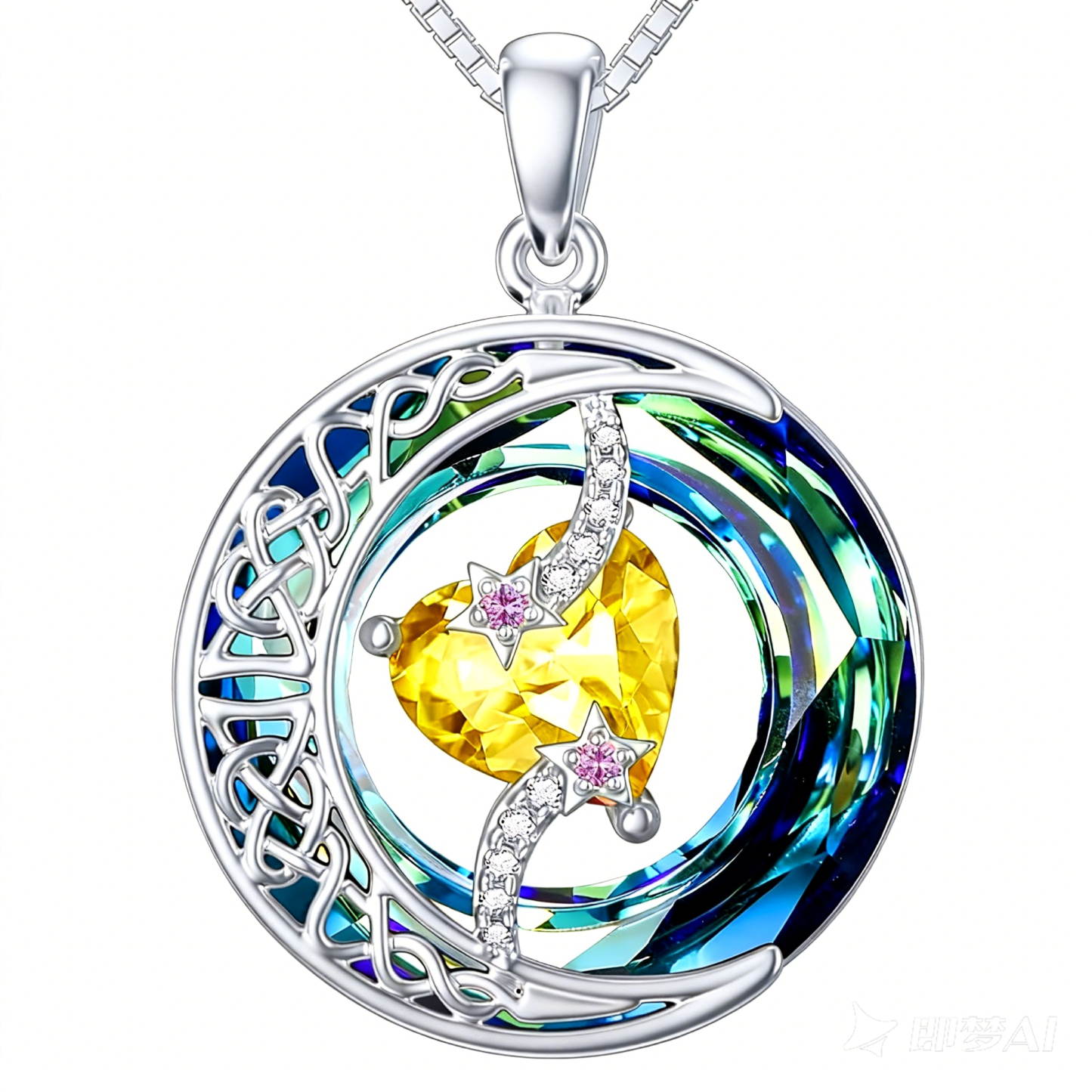 Birthstone Necklace Moon and Star Pendant Moon Jewelry Anniversary Birthday Gifts for Women Mom Wife Her