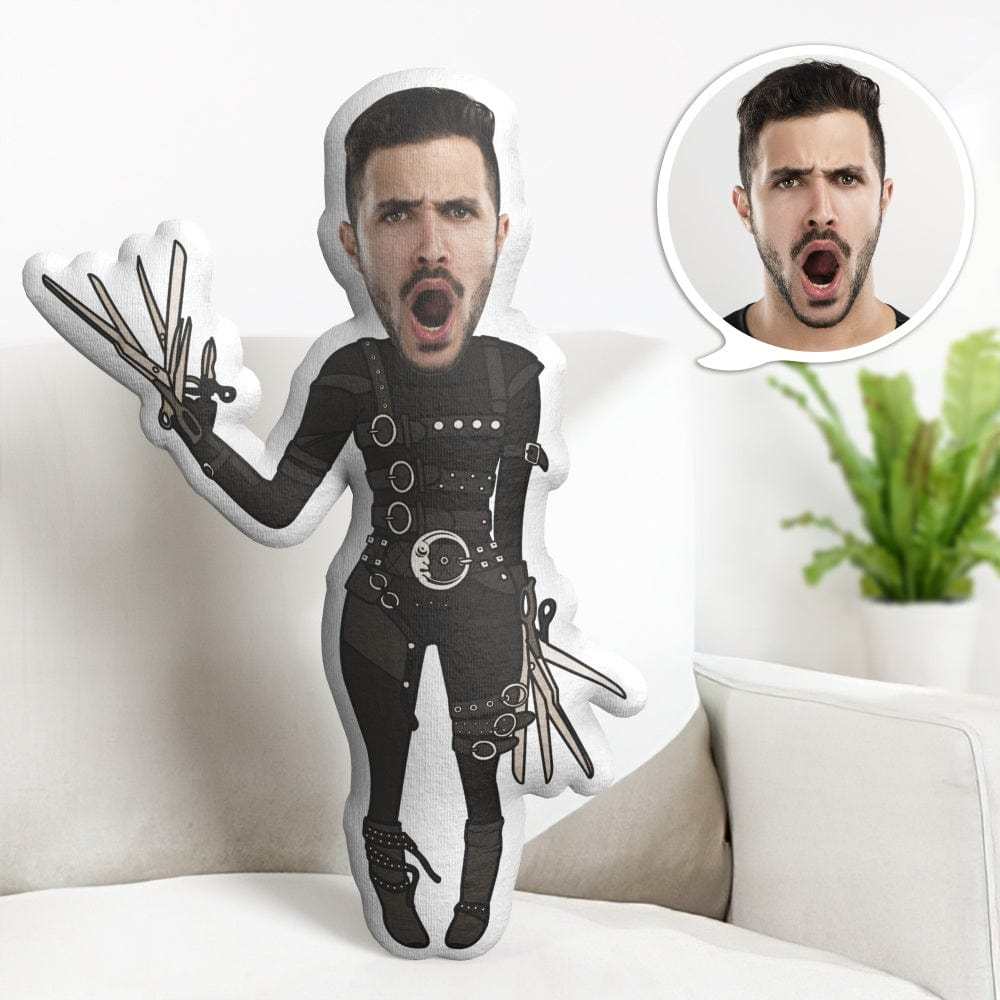 Custom Face Minime Throw Pillow Halloween Pillow Edward Scissorhands Throw Pillow Halloween Gifts - Giftlab