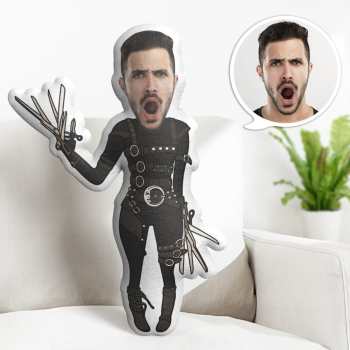 Custom Face Minime Throw Pillow Halloween Pillow Edward Scissorhands Throw Pillow Halloween Gifts - Giftlab