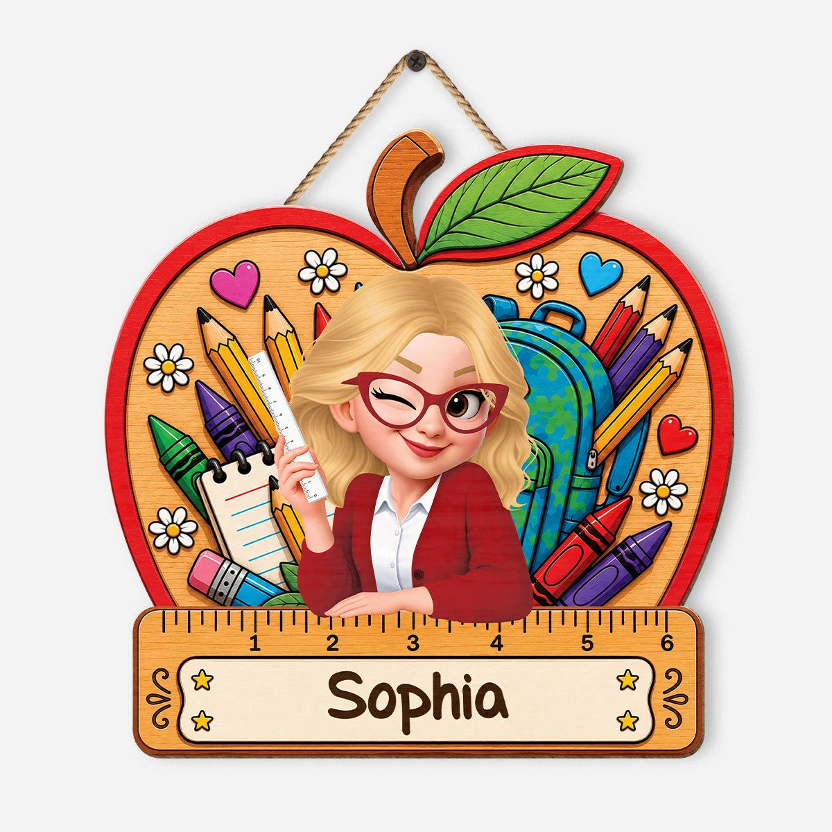 Personalized Photo Name Classroom Wood Sign Custom Cartoon Portrait  Name Teacher Hanging Decor Gift for Teacher