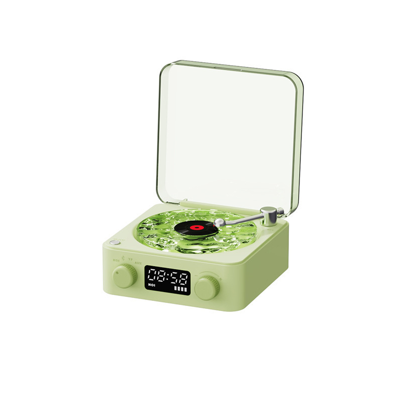 Retro Mini TurntaRetro Mini Wave Turntable White Noise Machine & Bluetooth Speaker - 7 Colors, 4 Soothing Sounds, RGB/Breathing LED Bedside Night Light/Clock
