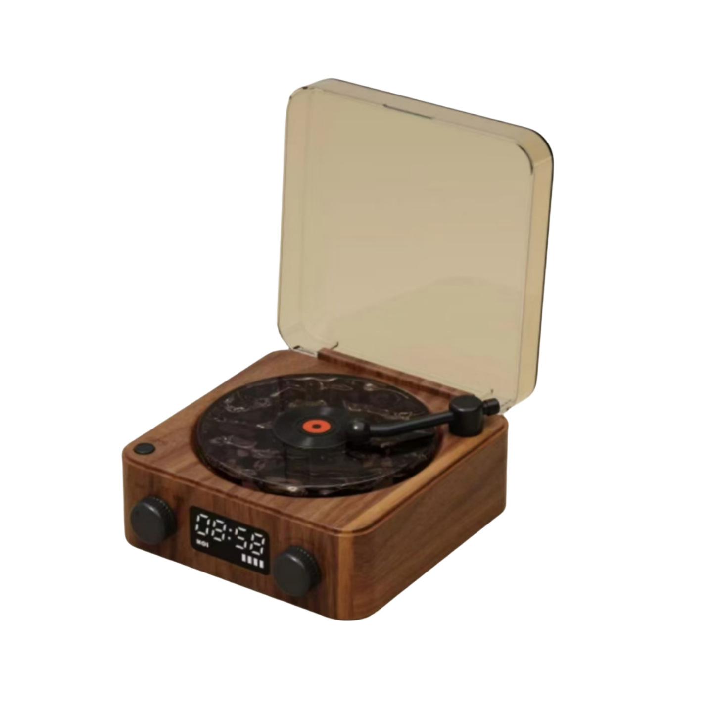 Retro Mini TurntaRetro Mini Wave Turntable White Noise Machine & Bluetooth Speaker - 7 Colors, 4 Soothing Sounds, RGB/Breathing LED Bedside Night Light/Clock