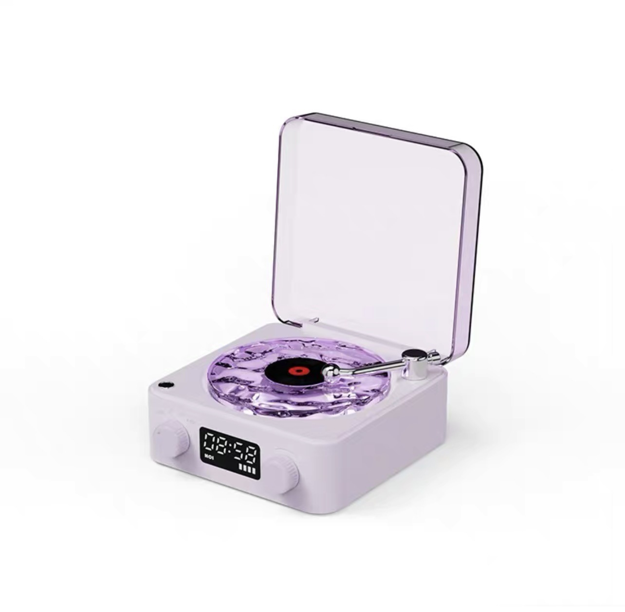 Retro Mini TurntaRetro Mini Wave Turntable White Noise Machine & Bluetooth Speaker - 7 Colors, 4 Soothing Sounds, RGB/Breathing LED Bedside Night Light/Clock