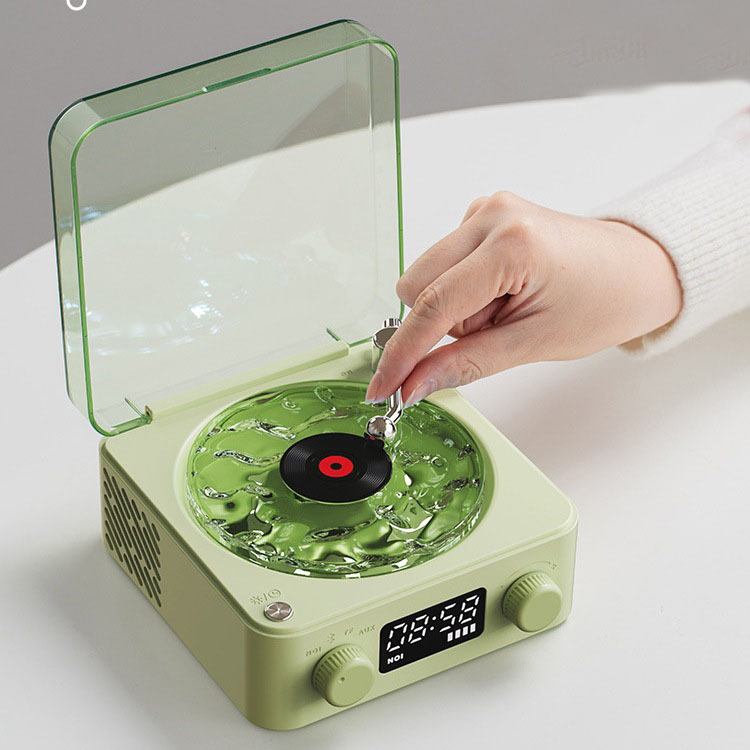 Retro Mini TurntaRetro Mini Wave Turntable White Noise Machine & Bluetooth Speaker - 7 Colors, 4 Soothing Sounds, RGB/Breathing LED Bedside Night Light/Clock
