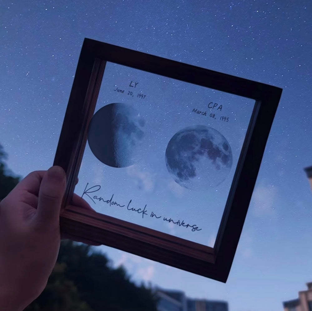 Custom Moon Phases Print LED Light Frame - NameNecklace