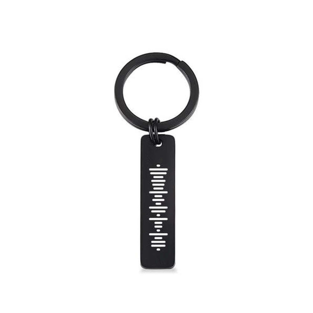 Custom Music Plaque Code Keychain Stainless Steel Silver