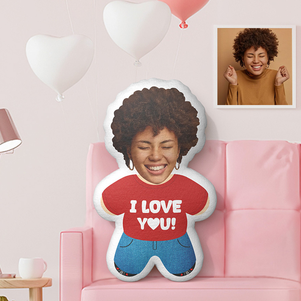 Custom Minime Throw Pillow I LOVE YOU! In Red Personalized Photo Minime Pillow - Get Photo Blanket