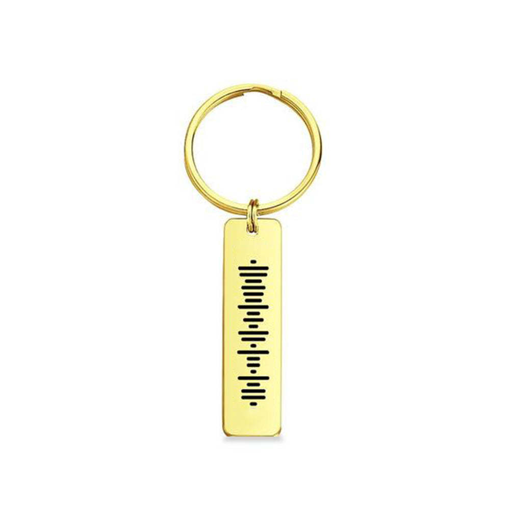 Custom Music Plaque Code Keychain Stainless Steel Silver
