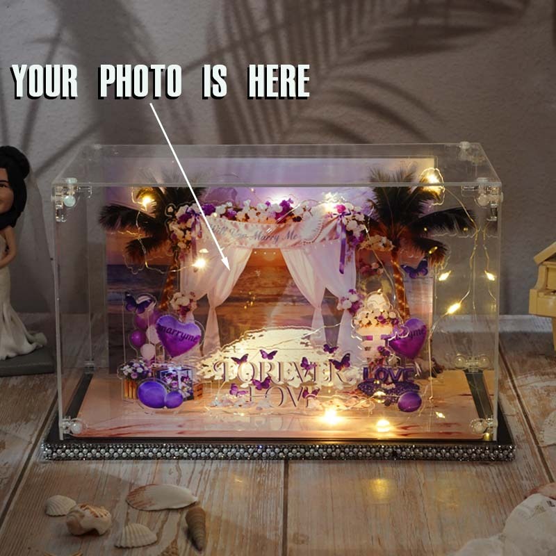 Custom Beach Proposal Acrylic Stand DIY Beach Proposal Micro Landscape Personalized Beach Wedding Display