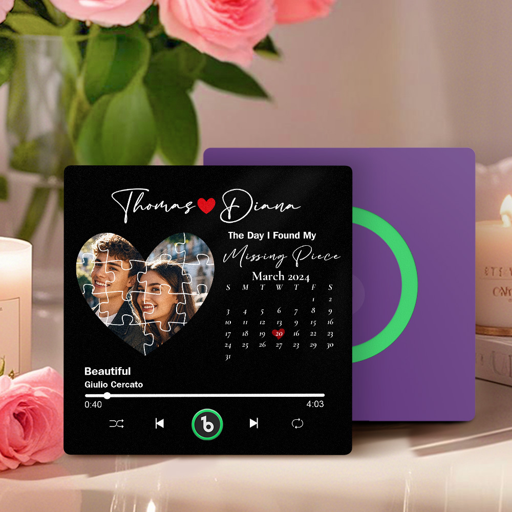 New 4.0 Upgrade Custom Music Fridge Magnet Colorful Frame Album Fridge Magnet Can Play Songs Gift for Couple Can Upload Your Music