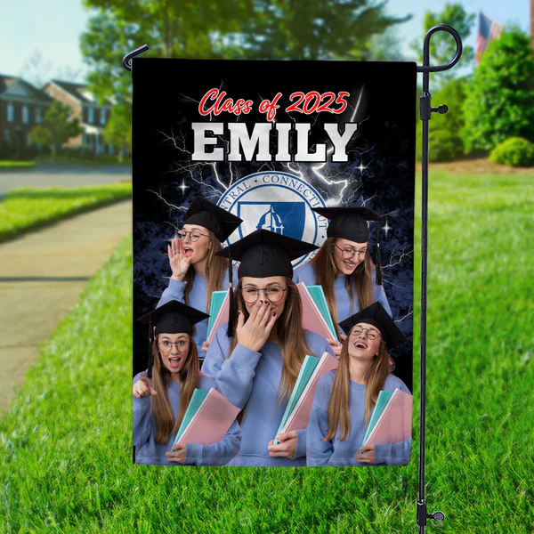 Custom Photo And Name Proud Graduation 2025 Garden Flag