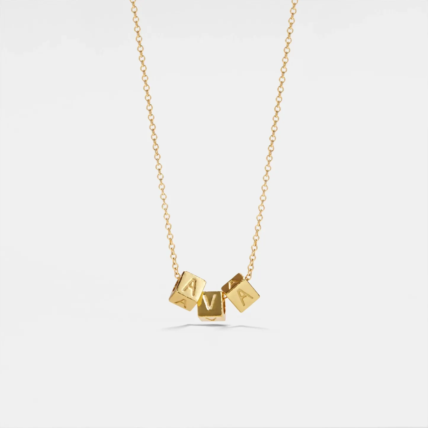 Custom Name Cube Charm Necklace Personalized Block Letter Jewelry Initial Cubic Bead Pendant  Gift for Her