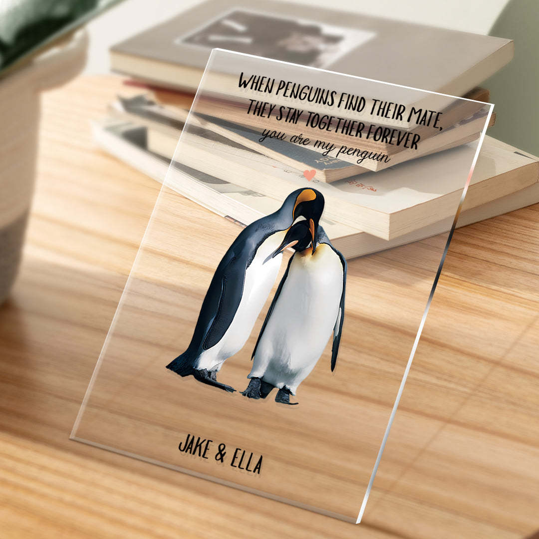 When Penguins Find Their Mate Gift Custom Named Plaque Anniversary Gift