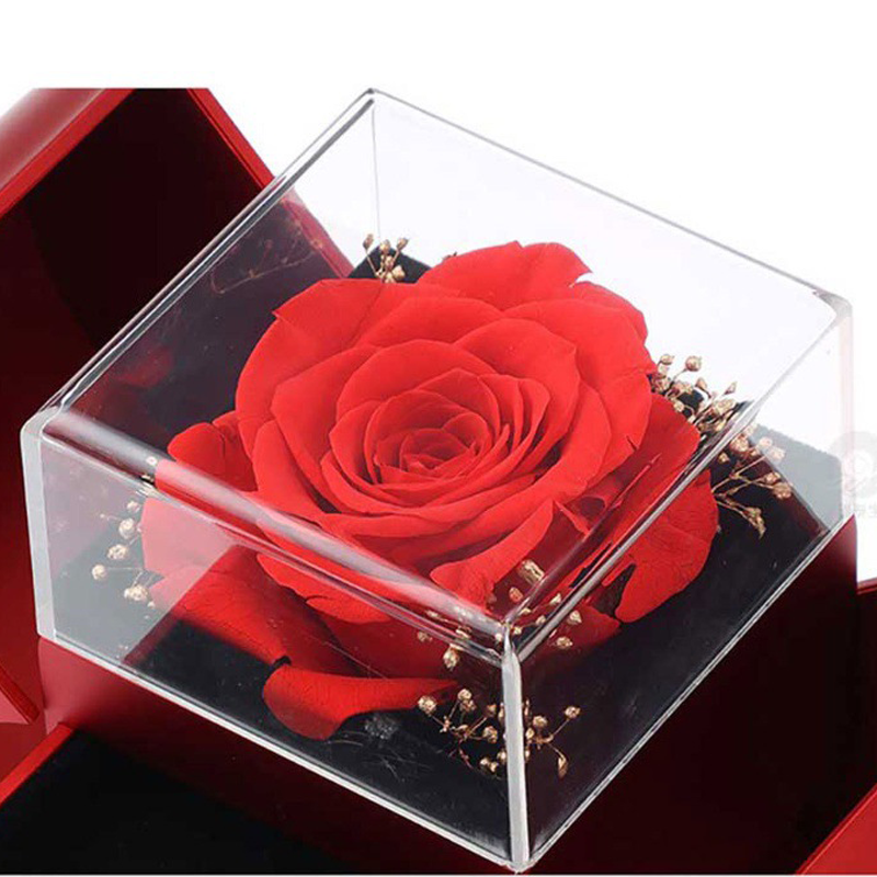 Mother's Day Gifts Preserved Real Rose with Sparkling Diamond To My Mom Necklace with Luxurious Preserved Real Rose Box and Message Card