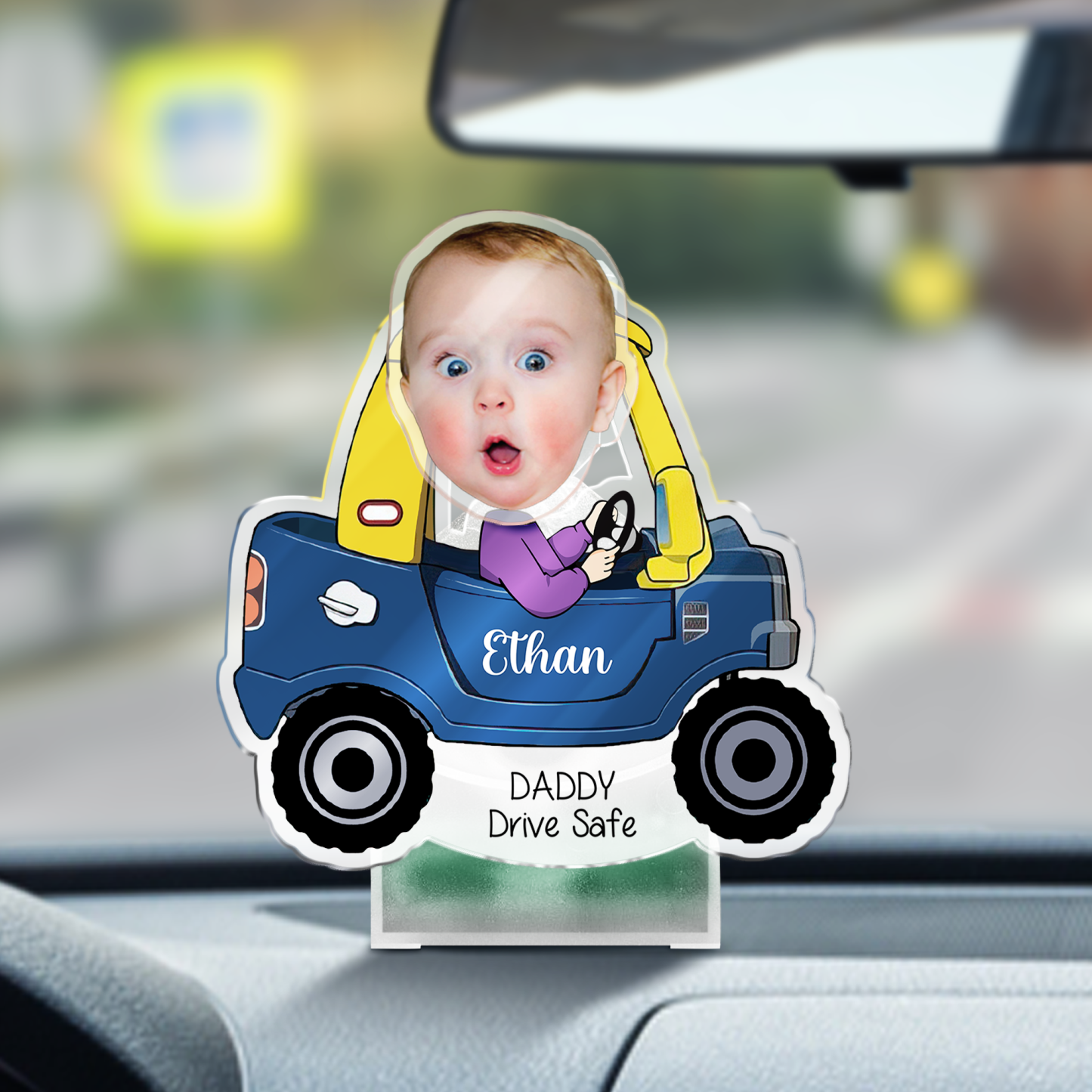 Custom Photo Father's Day Gift, Kids Face Bobblehead Gift for Dad, Custom Drive Safe Daddy Car Decor , Gift for New Dad Shaking Head Standee