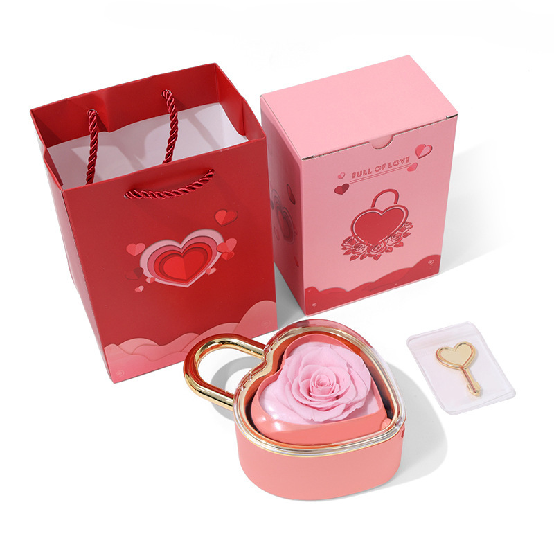 Preserved Rose in Heart-Shaped Gift Box Eternal Flower Gift Box for Mother's Day Gift (Box Only)