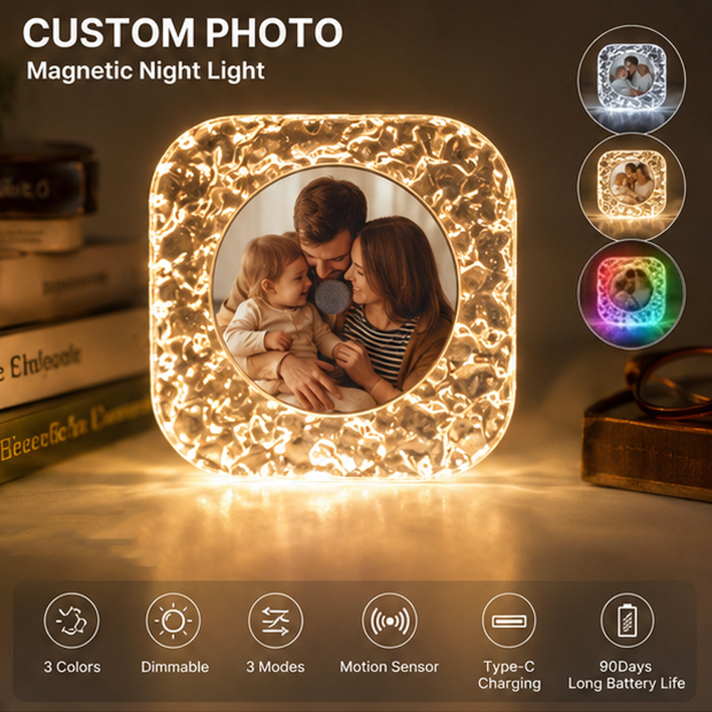 Personalized Photo Magnetic Night Light Custom Picture Infrared Sensor Lamp Father's Day Gift for Best Dad Ever