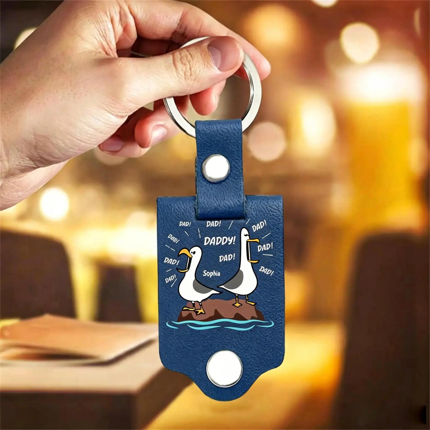 Personalized Photo Leather Keychain Custom Text Metal Tag Keyring Funny Father's Day Gift for Husband