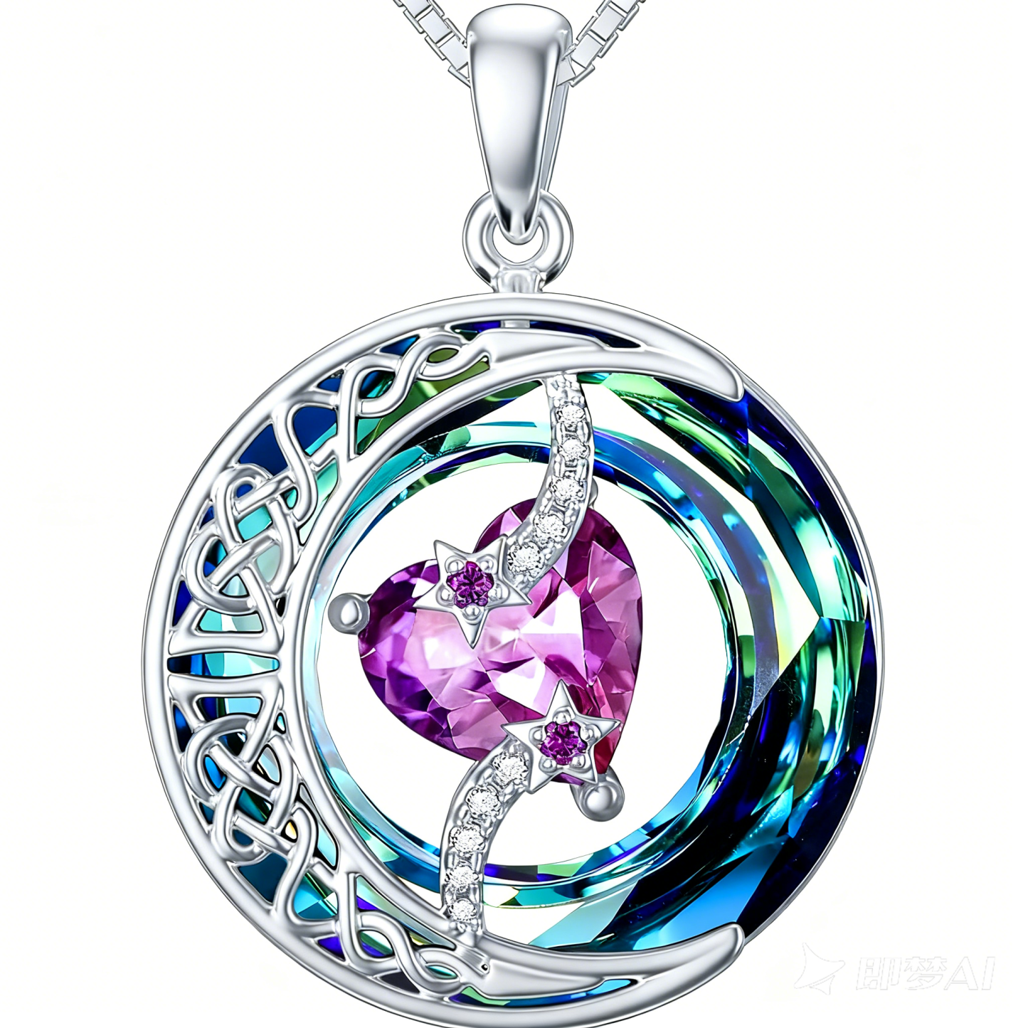 Birthstone Necklace Moon and Star Pendant Moon Jewelry Anniversary Birthday Gifts for Women Mom Wife Her