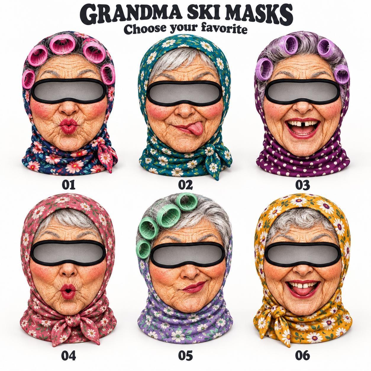 Funny Grandma Meme Face Ski Mask Novelty Grandma Meme Face Ski Mask Windproof Winter Face Cover For Outdoor Sports