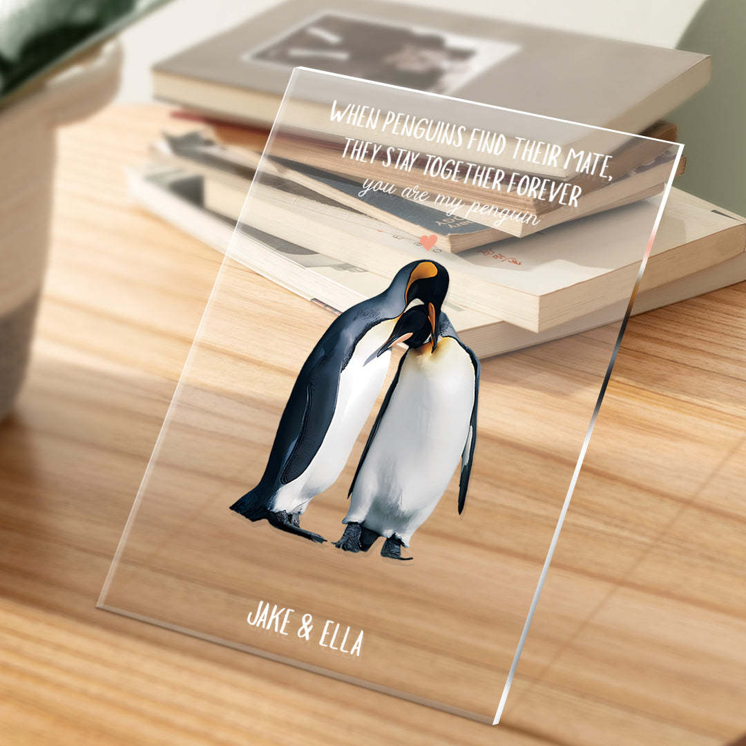 When Penguins Find Their Mate Gift Custom Named Plaque Anniversary Gift