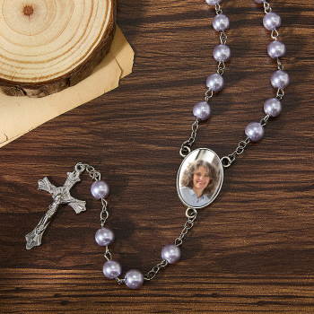 Custom Made Rosary Personalised Rosary Beads with Photo Custom Rosary Beads Cross Multi-Color Necklace Sentimental Rosary Photo Necklace Memorial Gift