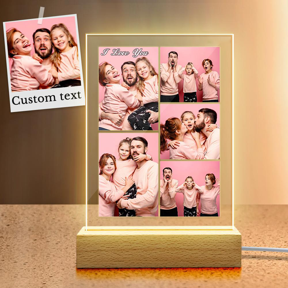 Custom Multi Photo Acrylic Night Light Personalized Collage Photo Lamp